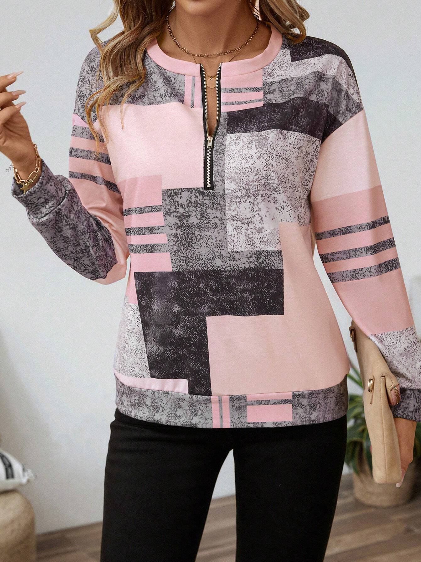 Mara – Sweater with graphic print and zipper closure
