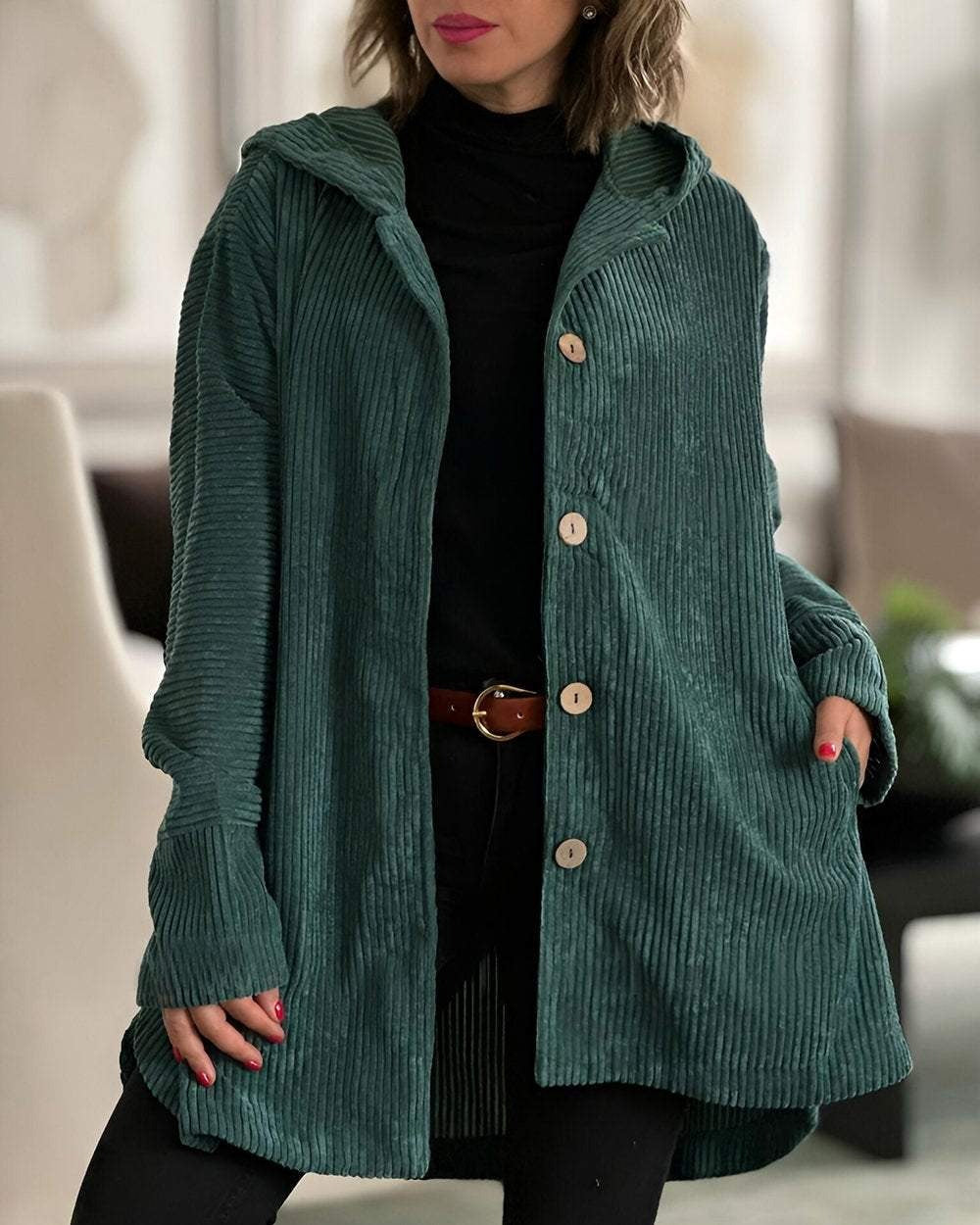 Amélie | Bordeaux Corduroy Coat
