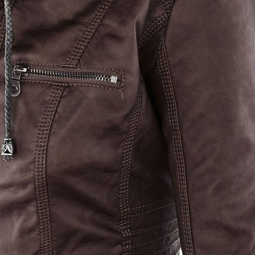 Olivia | Waterproof Women's Leather Jacket with Hood