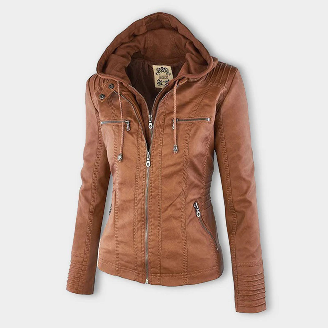 Olivia | Waterproof Women's Leather Jacket with Hood